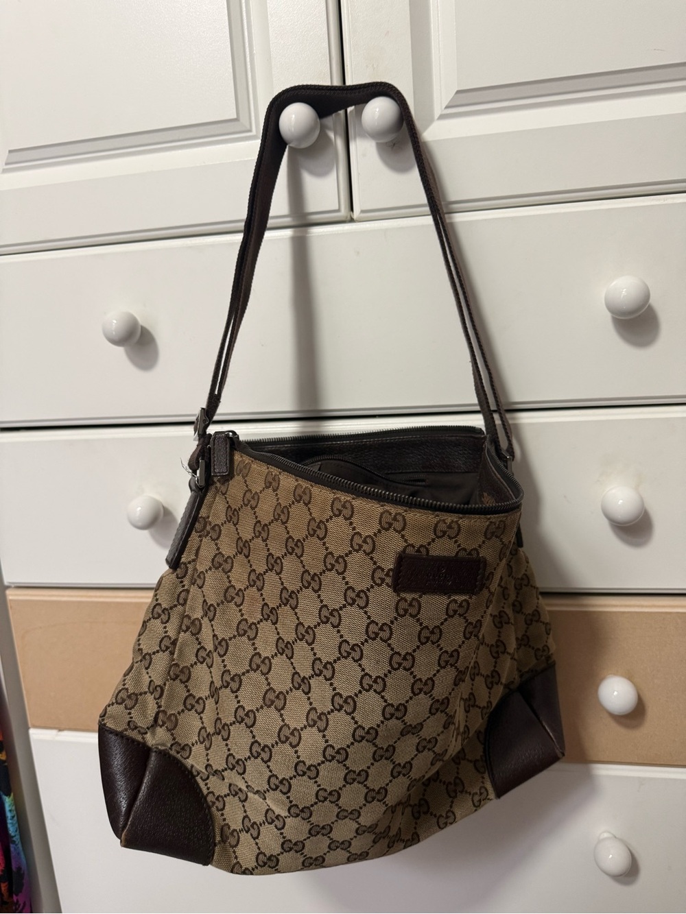 Gucci Beige and Dark Brown GG Monogram Crossbody - Picture 5 of 11